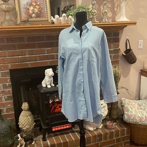 Lightweight denim button-front dress